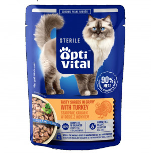 OPTIVITAL Sterile Tasty shreds in gravy with turkey - nassfutter für Katzen - 85g