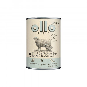 OLLO Puppy Umami Rindfleisch und Grüner Pansen mit Entenleber - Nassfutter für Hunde - 400g