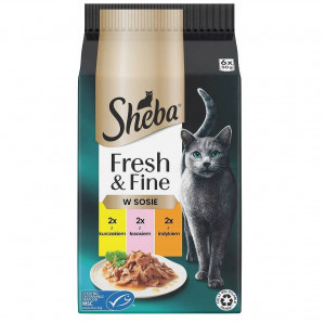 SHEBA Fresh Fine in gravy Chicken, salmon, tuna - nassfutter für Katzen - 6x50g
