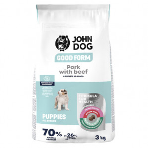 JOHN DOG Good Form Junior Pork with beef - trockenfutter für Hunde - 3kg