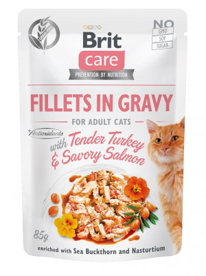 BRIT Care Fillets in Gravy Truthahn und Lachs in Sauce - Katzennassfutter - 85 g