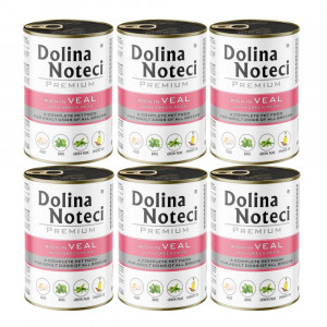 DOLINA NOTECI Premium Reich an Kalbfleisch mit grünem Erbsen – Nassfutter für Hunde – 6×400 g