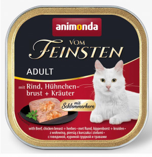 ANIMONDA Vom Feinsten Adult Beef, chicken breast and herbs - nassfutter für Katzen - 100g