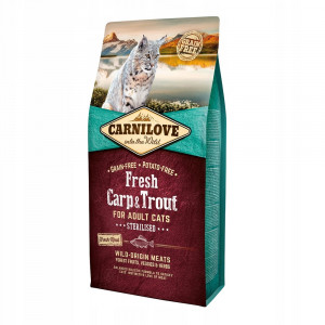 CARNILOVE Cat Sterilised Frischer Karpfen und Forelle - Trockenfutter für Katzen - 6 kg