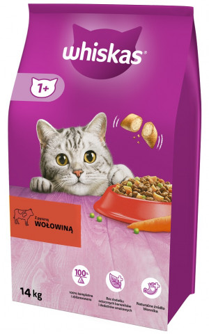 WHISKAS Adult Beef - Trockenfutter für Katzen - 14 kg 