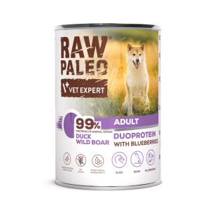 RAW PALEO Duoprotein Duck & Boar Adult - Nassfutter für Hunde - 400g