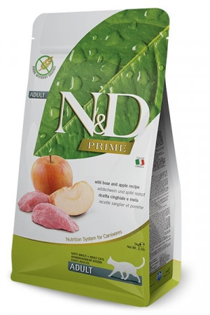 FARMINA N&D PRIME CAT WILD BOAR & APPLE ADULT - Trockenfutter für Katzen - 5kg