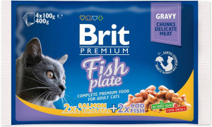 BRIT Premium Cat Fish Plate - Nassfutter für Katzen - 4x100g 