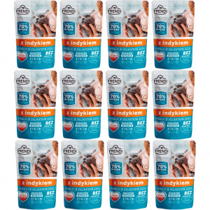 FRENDI Stückchen in Soße mit Pute - Nassfutter für Katzen - 12x100g