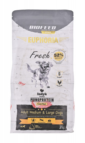BIOFEED Euphoria Fresh Adult Medium & Large Monoprotein Turkey - trockenfutter für Hunde - 2kg