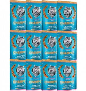 CHAMPER Pute mit Cranberries - Nassfutter für Katzen - 12x85 g