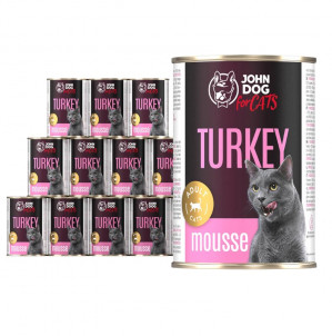 JOHN DOG Mousse Turkey - nassfutter für Katzen - 12 x 400g