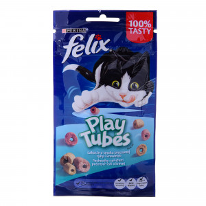 FELIX Play Tubes Fish, Shrimps - Trockenfutter für Katzen - 50 g 