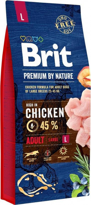 BRIT Premium by Nature Adult Large Chicken - Trockenfutter für Hunde - 15 kg