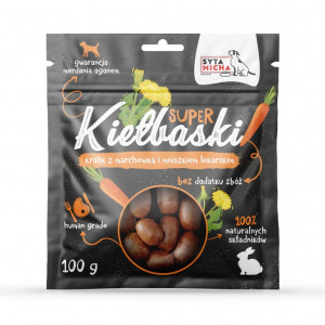 SYTA MICHA Great sausages with rabbit, carrot and dandelion - leckerli für hunde - 100g