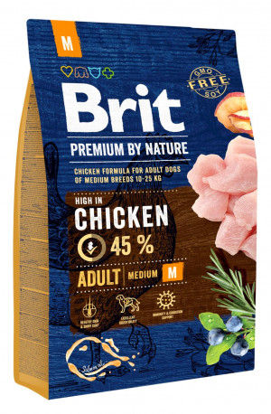 BRIT Premium by Nature Adult M - Trockenfutter für Hunde Huhn - 8 kg