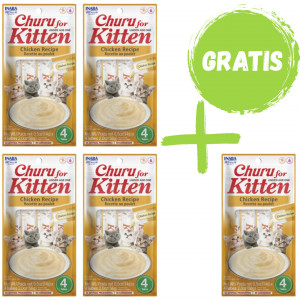 INABA Cat Churu Kitten Chicken - Katzenleckerli - 4x(4x14g) + GRATIS