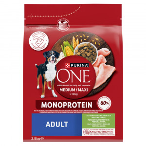 PURINA One Adult Medium/Maxi Monoprotein Rich in turkey - trockenfutter für Hunde - 2,5kg