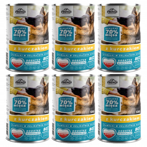 FRENDI mit Huhn Stücke in feiner Soße - Nassfutter für Hunde - 6x1250g