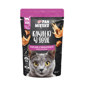 PAN MIĘSKO Pieces in sauce Chicken with shrimps - nassfutter für Katzen - 85g