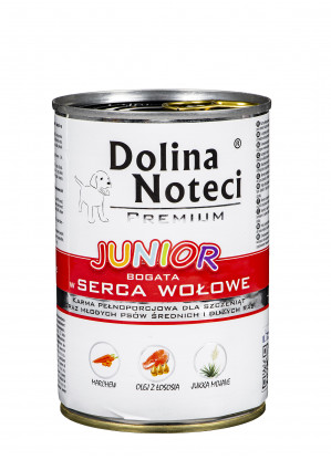 DOLINA NOTECI Premium Junior Rich in beef hearts - Nassfutter für Hunde - 400 g