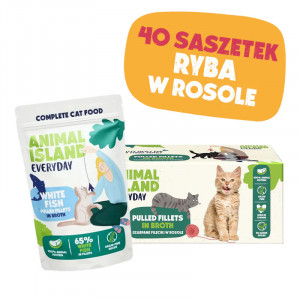 ANIMAL ISLAND White fish in broth - nassfutter für Katzen - 40x85g
