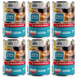 FRENDI mit Rind Stücke in feiner Soße - Nassfutter für Hunde - 6x1250g