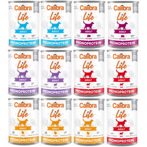CALIBRA Dog Life Adult Monoprotein MIX - Nassfutter für Hunde - 12x400g