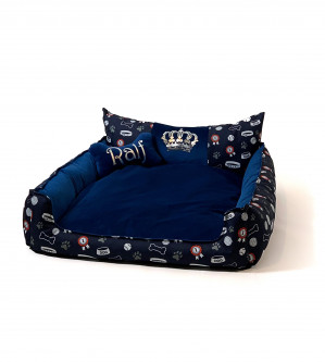 GO GIFT Hunde- und Katzenbett XXL - navy blau - 110x90x18 cm