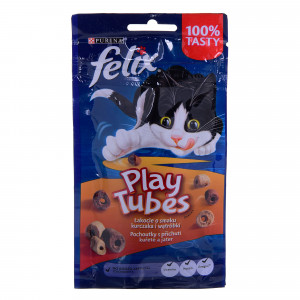 FELIX Play Tubes Chicken, Liver - Trockenfutter für Katzen - 50 g 