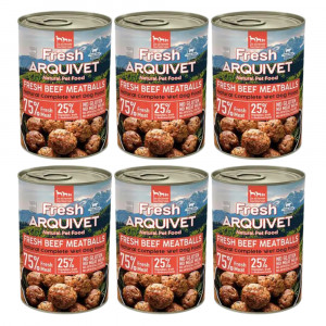 ARQUIVET Frische Rindfleischbällchen in Sauce - Nassfutter für Hunde - 6x400g