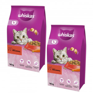 WHISKAS mit leckerem Rind - Trockenfutter für Katzen ab 1 Jahr - 2x14 kg