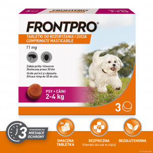 FRONTPRO Floh- und Zeckentabletten für Hund (2-4 kg) - 3x 11,3mg 
