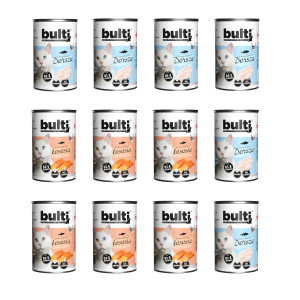 BULTI Hackfleisch MIX 2 Fischgeschmacksrichtungen – Nassfutter für Katzen – 12 x 400 g