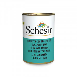 SCHESIR Thunfisch mit Schinken in Brühe – Nassfutter für Katzen – 140 g