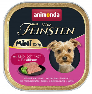 ANIMONDA Vom Feinsten Adult Mini Veal, ham and basil - nassfutter für Hunde - 100g