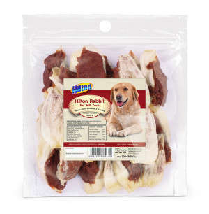 HILTON Rabbit ear with duck - hundekauartikel - 500g