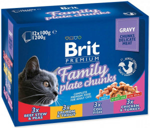BRIT Cat Pouches Family Plate - Nassfutter für Katzen - 12 x 100g 