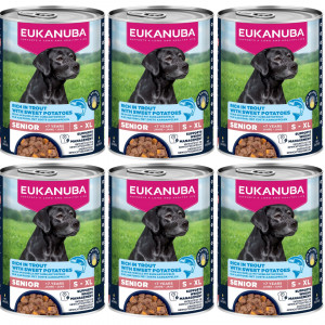 EUKANUBA Life Care Senior Reich an Forelle und Süßkartoffeln - Nassfutter für Hunde - 6x400g