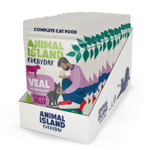 ANIMAL ISLAND Everyday Jelly Veal - nassfutter für Katzen - 12 x 85g