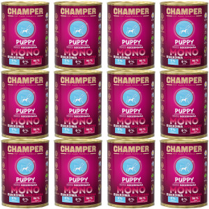 CHAMPER Puppy Monoprotein Rind – Nassfutter für Welpen – 12×400 g