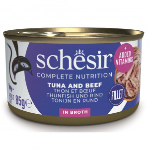 SCHESIR in cooking water Tuna with beef and rice - nassfutter für Katzen – 85 g