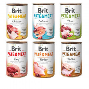 BRIT Paté & Meat Mix Geschmacksrichtungen - Nassfutter für Hunde - 6x400g