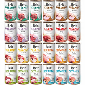 BRIT Paté & Meat Mix Geschmacksrichtungen - Nassfutter für Hunde - 24x400g