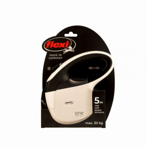 FLEXI One for All S weiß - schwarz - automatische Hundeleine für Hunde bis 30 kg - 5 m
