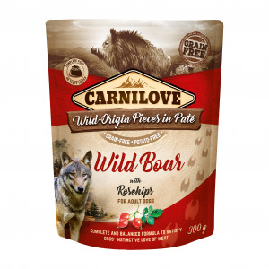 CARNILOVE Dog Pouch Wild boar & rosehips - Nassfutter für Hunde - 300g