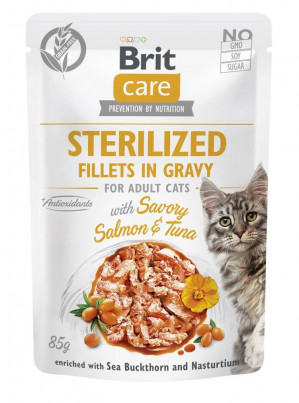 BRIT Care Cat Sterilized Salmon&Tuna Pouch – Nassfutter für Katzen – 85 g