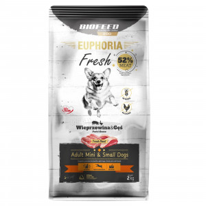 BIOFEED Euphoria Fresh Adult Mini & Small Pork with goose - trockenfutter für Hunde - 2kg
