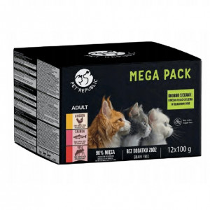 PETREPUBLIC Mega Pack Chicken, salmon, veal - nassfutter für Katzen - 12x100g