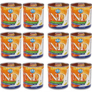 FARMINA N&D Pumpkin Dog Lamb, Pumpkin, Blueberry Puppy – Nassfutter für Welpen – 12 x 285 g
